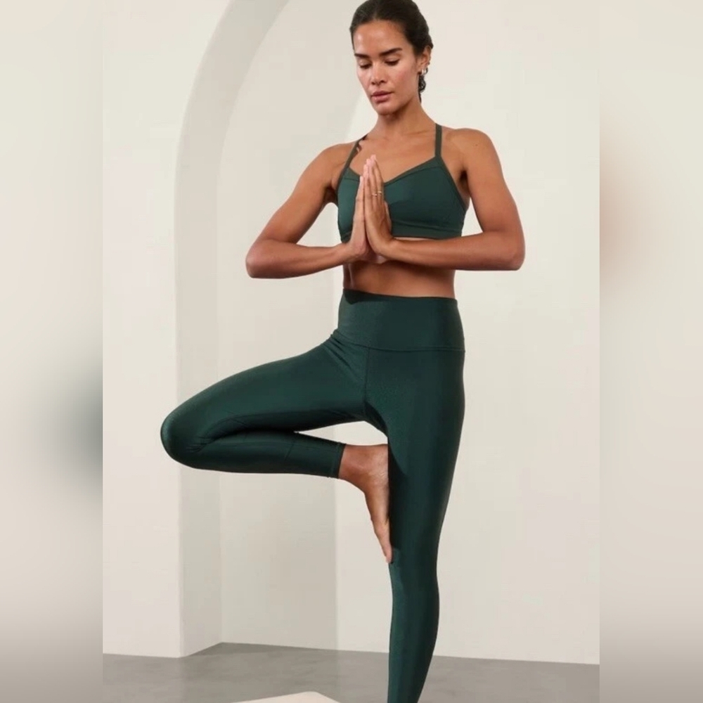 Athleta Deep Green High-Rise Performance Leggings